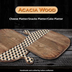 Bandeja decorativa de madera de acacia con asas para el desayuno - Product Image 4