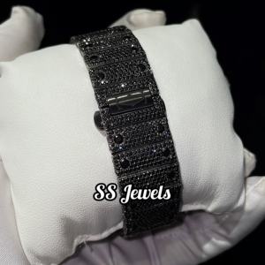 นาฬิกาข้อมือผู้ชายหรูหรา สไตล์ธุรกิจ ระบบออโตเมติก ประดับเพชรโมอิสซาไนต์ หน้าปัดอะนาล็อก ขนาด 41 มม. สายสแตนเลสสีดำ สไตล์โบราณ ฮิปฮอป - Product Image 2