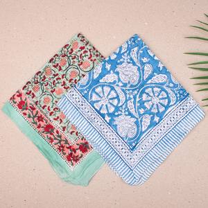 Juego de Dos Pañuelos de Algodón Estampados a Mano para el Cabello y el Cuello, Accesorio de Verano, Regalo - Product Image 4