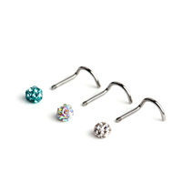 Anneau de nez en titane ASTM F136 avec zircon, embout de labret, piercing corporel pour oreille et nez, clou hélix, bijoux plaqués or 24 carats