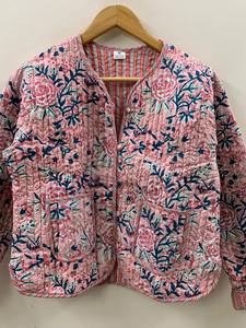 Bohemian Style Short Jacket Floral Print Cotton <b>Quilted</b> Crop Jacket Cotton Cropped Summer Suede Coat for Women - Product Image 4