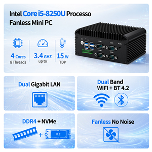 Mini PC sans ventilateur CWWK Firewall i5 8250U, 4 ports COM RS232/RS485, 2 ports Gigabit LAN, DDR4, SIM, HD, VGA, SATA3.0, <span class=keywords><strong>micro</strong></span>-ordinateur industriel - Product Image 5