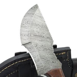Couteau de traqueur damas de haute qualité couteau en acier damas fait main personnalisé avec manche en bois et étui en cuir - Product Image 3