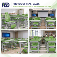 Ensemble bureau et chaise ergonomiques réglables pour étudiants, station d'étude inclinable avec repose-pieds, structure en acier inoxydable pour l'école