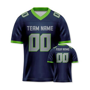 Camiseta de fútbol americano para hombre de poliéster azul marino personalizada OEM conjunto de ropa deportiva con estampado de números personalizados - Product Image 6