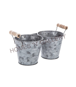 Hot Selling Galvanized Wood Handle Planter Bucket for Home and Office Decor Wholesale Supplies for Garden Flower Planters - Product Image 1