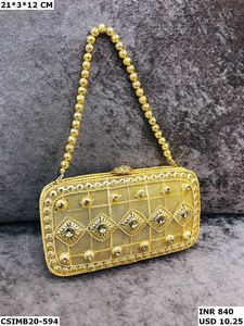 Mystic Metallic Blossom Evening Clutch para damas Bolso de fiesta hecho a mano Fusión de elegancia y artesanía - Product Image 3