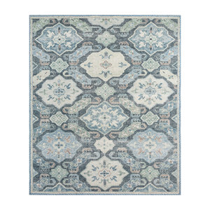 Alfombra de Lana Anudada a Mano con Patrón Geométrico Azul Erbe 9x12, Alfombra para Sala de Estar, Alfombras Jaipur US-GS-7005(Fr) - Product Image 1