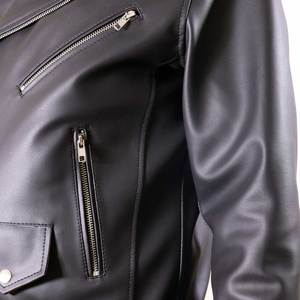 Blouson moto en cuir PU pour homme avec fermeture éclair et ceinture, coupe classique, couleur unie, style motard, pour l'automne et l'hiver - Product Image 3