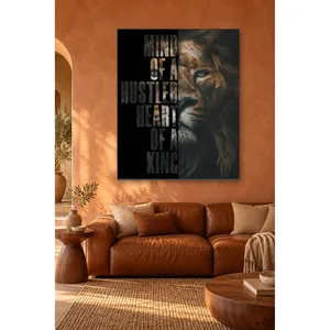 Impression sur toile de Fida Brown Lion et texte « Heart of a King » - Product Image 2