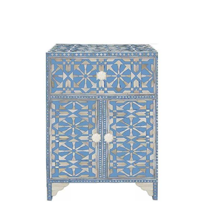 Handmade Modern Pattern 3-<b>Drawer</b> Solid Wood Nightstand/<b>Side</b> <b>Table</b> Bone Inlay Design for Living Room Kitchen Home Furniture - Product Image 1