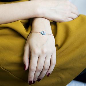 สร้อยข้อมือเทอร์ควอยส์พร้อมตาแบบเรียบง่ายมีสไตล์เครื่องประดับชั้นดีทำจากเงินสเตอร์ลิง925ขายส่ง - Product Image 2