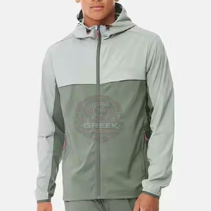 ชุดวอร์มกันลมผู้ชายแบบมีฮู้ดสำหรับฤดูหนาว ขายส่งยอดนิยม น้ำหนักเบา คุณภาพสูง เหมาะสำหรับกิจกรรมกลางแจ้ง ผลิตจากโพลีเอสเตอร์/ไนลอน - Product Image 5