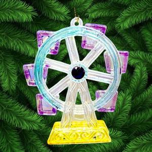 Creativo Navidad Año Nuevo Feliz Navidad Decoración colgante Claro Amarillo Azul Púrpura Irrid Plateado Acrílico Noria Ornamento - Product Image 1