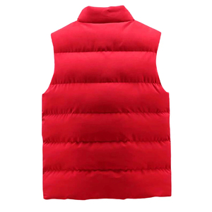 Unisex Blue Hooded Sleeveless Puffer Vest Stand Collar <b>Zipper</b> Closure Waterproof Breathable Windproof Casual Winter <b>Jacket</b> Solid - Product Image 4