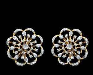 Pendientes colgantes florales de oro amarillo de 14 quilates con diamantes cultivados en laboratorio de 1,11 quilates, pendientes de fiesta de diseñador, joyería certificada - Product Image 2