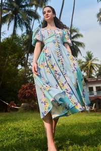 Vestido Midi de Verano para Mujer, Estampado Floral Natural, Tejido a Mano en India, de Algodón, Ideal para Fiestas, Regalo de Cumpleaños - Product Image 4