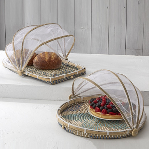 Tente alimentaire en jonc de mer-Plateau de fête en plein air pliable Plateau de service de pique-nique tissé - Product Image 2