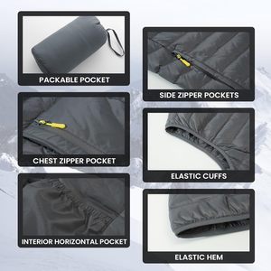 เสื้อแขนกุดมีซิปด้านหน้าสำหรับผู้ชายเสื้อนอกลำลองเสื้อแขนกุดยูทิลิตี้คอตั้งผ้าใบ - Product Image 4