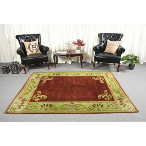 Clásico marrón verde 5,2X7,1 pies de lana gran área Aubusson diseño sala de estar alfombra turca Patchwork látex para uso en pasillo - Product Image 3