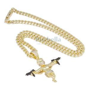 Dual Uzi Angel 925 collar de lujo de plata Iced Bling Moissanite colgantes diseño único chapado en oro Hip Hop declaración fiestas - Product Image 3