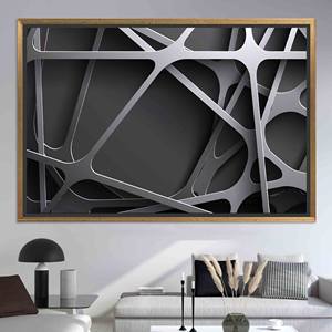 Abstract Metallic Lines Canvas Art: Modern Printed Wall Decor,GOLD <b>FRAMED</b> CANVAS - Product Image 1