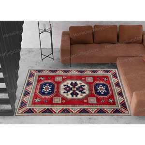 Tapis imprimé Aztek - Tapis au design bohème marocain vibrant, tapis gobelin - Product Image 3