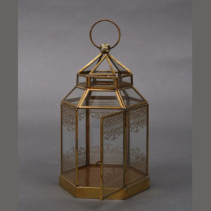 Moroccan Designer <b>Glass</b> <b>Hanging</b> Lanterns Gold Metal <b>Frame</b> Wholesale Candle Holder for Home Outdoor Use Metal Pillar Holder - Product Image 2