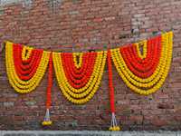 Bunga palsu mariemas dan gantungan pintu bunga panjang Toran Mandap bunga buatan rangkaian bunga Toran Blossom Dekorasi Pernikahan India indah