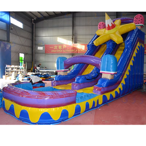 Tobogán Acuático Inflable Comercial con Diseño de <span class=keywords><strong>Palmera</strong></span>, PVC Iridiscente, Tobogán Gigante de Doble Carril para Interiores y Exteriores, Parque Acuático Inflable - Product Image 2