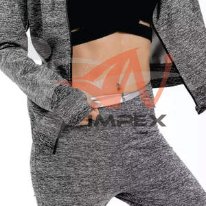 Chándal con cremallera y logotipo de impresión personalizado de alta calidad para mujer, chándal flexible de Material personalizado para mujer - Product Image 3