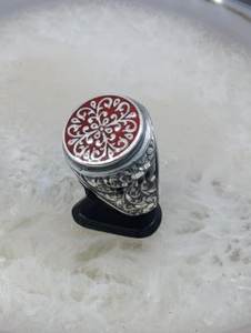 Bagues en argent 925 pour hommes avec design gravé à la main et pierres colorées - Product Image 2