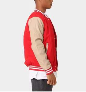 Custom Mens Varsity Chaquetas Logotipo personalizado Streetwear Bordado Bomber Chaquetas Pu Mangas de cuero - Product Image 6