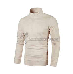 Sweat-shirt à col rond pour homme avec logo personnalisé, fermeture éclair quart de tour, manches longues, couleur unie, style hiver hip-hop - Product Image 5