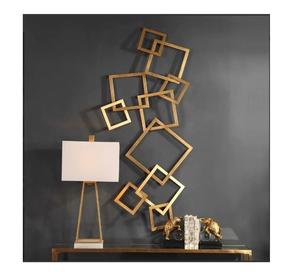 ที่แขวนผนังบล็อกสี่เหลี่ยมทันสมัยและไม่เหมือนใครทำด้วยมือคุณภาพดีที่สุดวิชาดอกไม้บนผ้าใบสำหรับการตกแต่งบ้านในร่ม - Product Image 2