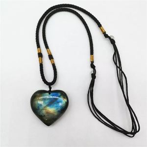 Pendentif cœur en Labradorite naturelle Style Feng Shui cristal artisanat bijoux de mode pour femmes collier matériel de pierres précieuses - Product Image 1