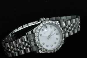 Édition limitée de luxe mode Moissanite diamant montre ton blanc grande moitié entièrement brillant en acier inoxydable nouveauté charme - Product Image 3