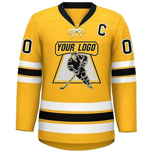 Long Sleeve Breathable Quick Dry Polyester Slim Fit Ice Hockey Jersey Custom Wholesale Long Sleeve V Neck Ice Hockey Jerseys - Product Image 1