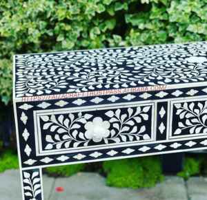 โต๊ะคอนโซลแบบฝังกระดูกทำด้วยมือทำด้วยมือสำหรับห้องนั่งเล่นแบบอินเดียเฟอร์นิเจอร์ทันสมัย - Product Image 3