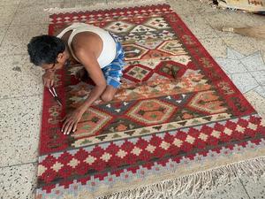 Luxurious European Style Modern Custom Handmade Wool Silk High Pile Washable Geometric Pattern Square Praying <b>Mat</b> for Kids - Product Image 3