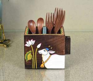 Wooden Cutlery <b>Holder</b> With Sleek Finish Designed To Organize <b>Utensils</b> While Adding Style To <b>Kitchen</b> Decor - Product Image 1