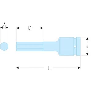 Facom 3/4'' Drive Metric <b>Impact</b> Bits for Hexagon <b>Socket</b> Head for <b>Socket</b> Use - Product Image 2