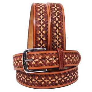 Premium Quality Handmade Cowgirl High Quality Western Cow Leather <b>Belt</b> With Hand <b>Tooled</b> Manufacturer Supplier Saman Exports - Product Image 3