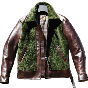 Venta al por mayor 2025 Invierno Nueva Moda chaqueta de piel de oveja Chaquetas de los hombres diseño clásico combinado con piel en la parte delantera y trasera - Product Image 1