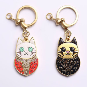 Cadeaux promotionnels animalerie souvenir personnalisé découpé émail métal chat porte-clés - Product Image 4