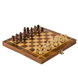 Handmade Magnetic Wooden <b>Folding</b> Metal <b>Chess</b> Set with Extra Queens & Storage for Chessmen - Product Image 5