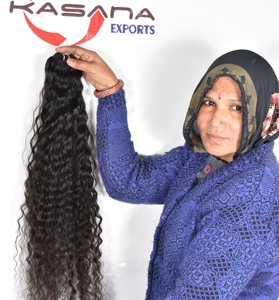 Cuticule alignée 100% naturel non transformé vierge brut indien faisceau ondulé femmes noires machine double trame Extensions de cheveux humains - Product Image 2