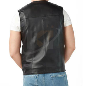 Chaleco de cuero sin mangas Vintage Color personalizado Logotipo personalizado de alta calidad Chaleco de cuero transpirable para hombres - Product Image 3