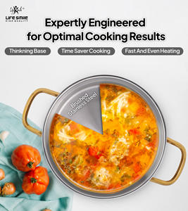 LIFE SMILE Marmite peu profonde avec couvercle en acier inoxydable pur 18/10 antiadhésif Marmite à base d'induction Sauteuse pour la cuisine - Product Image 4