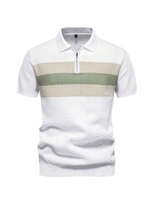 Mode masculine quart de fermeture éclair classique décontracté pour polos séchage rapide nouveaux hauts de golf à manches courtes vente de tissu tricoté sur - Product Image 6